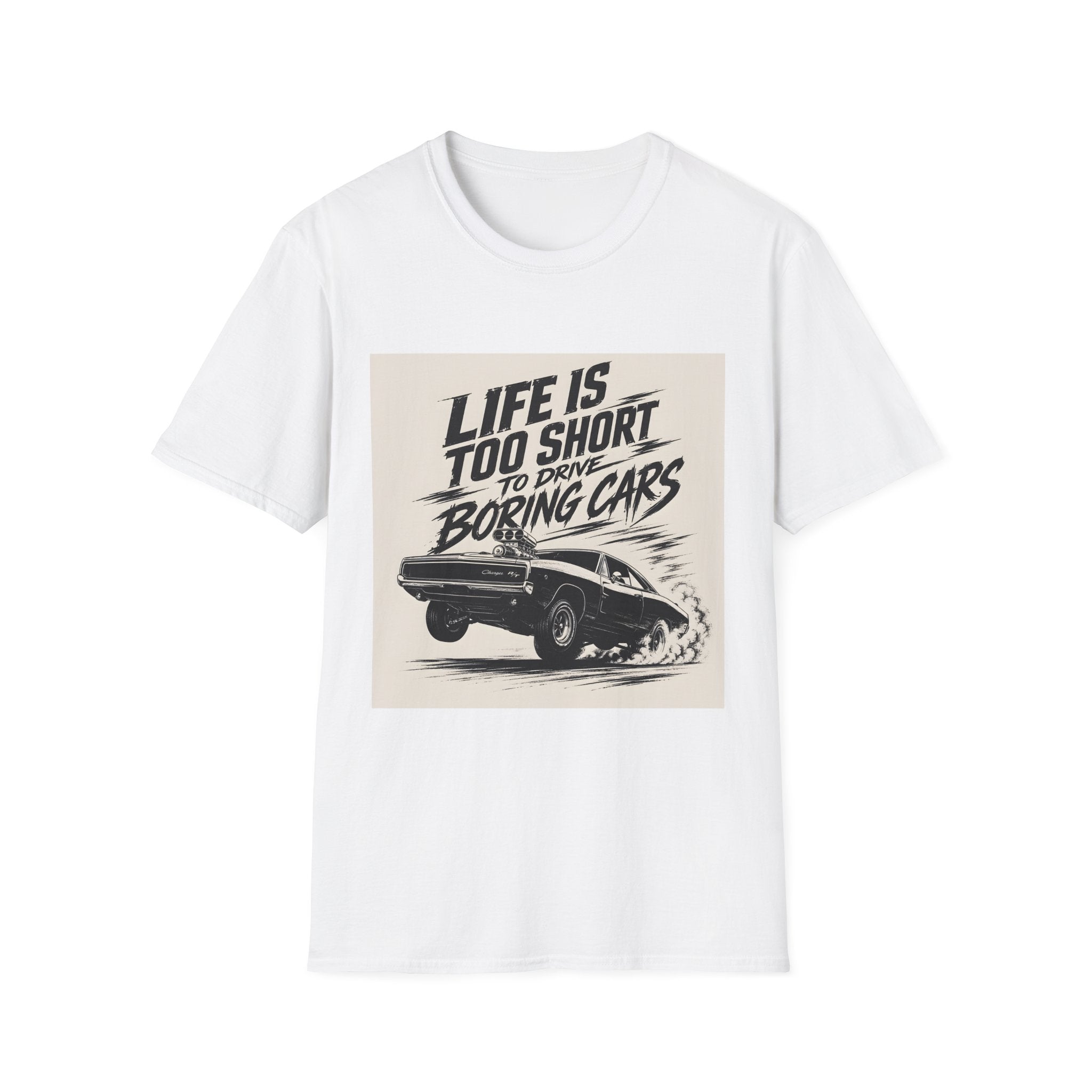 Life Is Too Short to Drive Boring Cars T-Shirt — Vintage Racing Graphic Tee