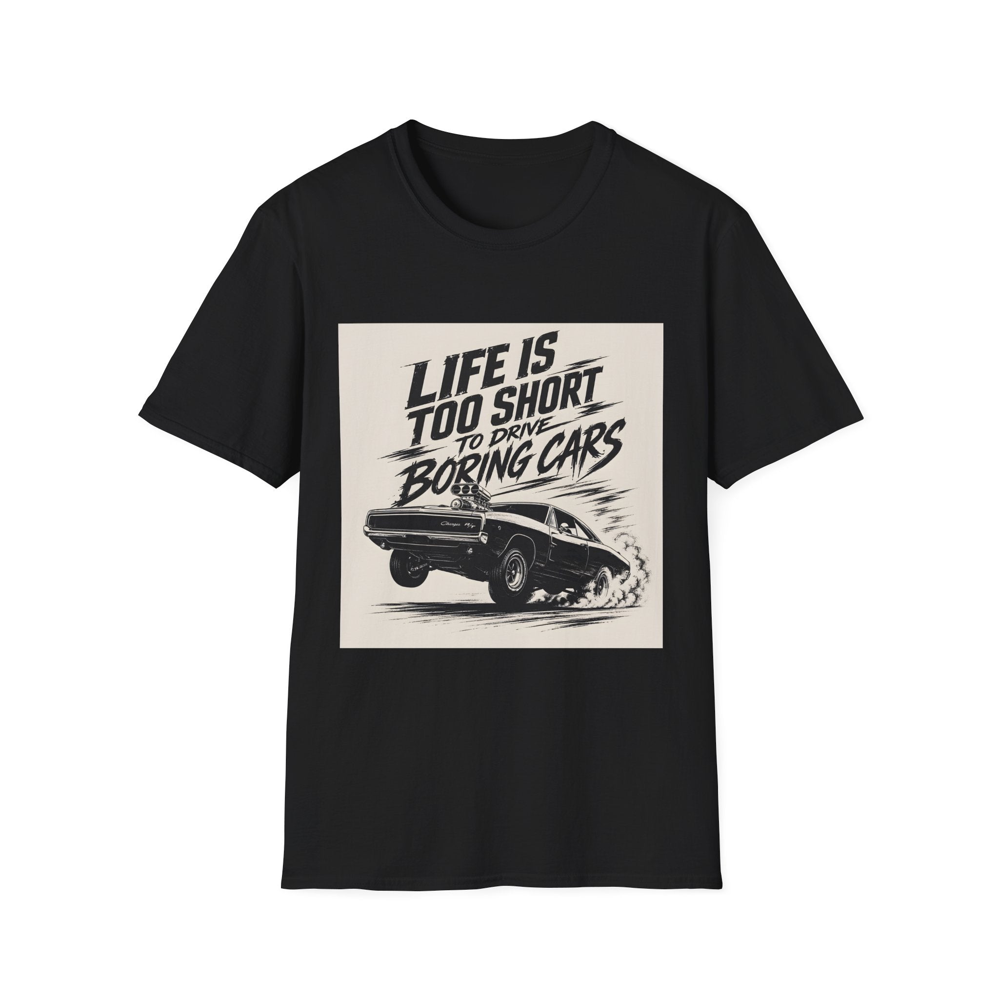 Life Is Too Short to Drive Boring Cars T-Shirt — Vintage Racing Graphic Tee